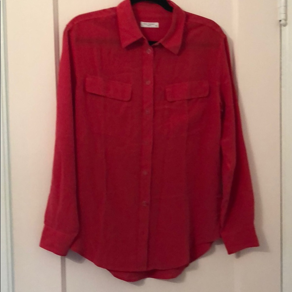 Used Equipment silk long sleeve button down shirt